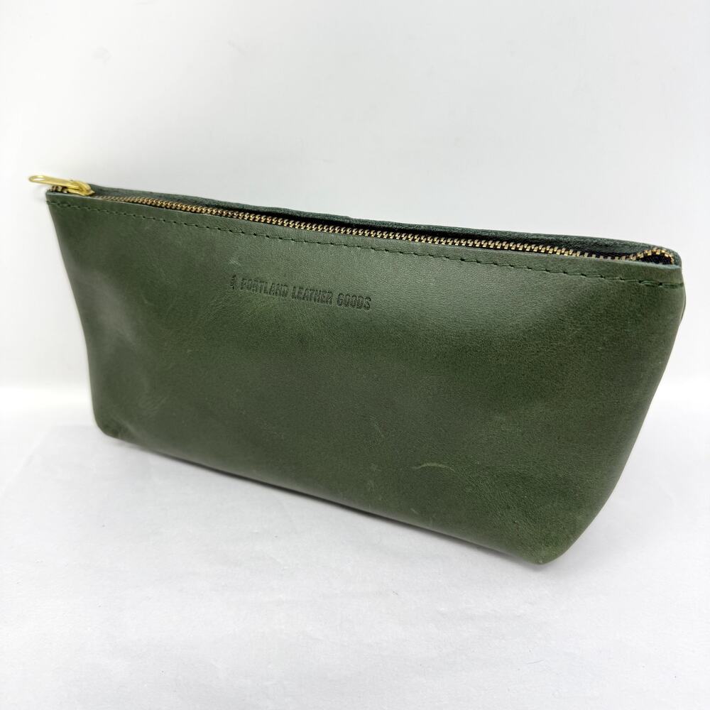 Portland Leather Goods Olive Green Leather Makeup Pouch